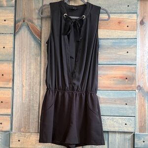 BCX Black Sleeveless Tie-Neck Romper